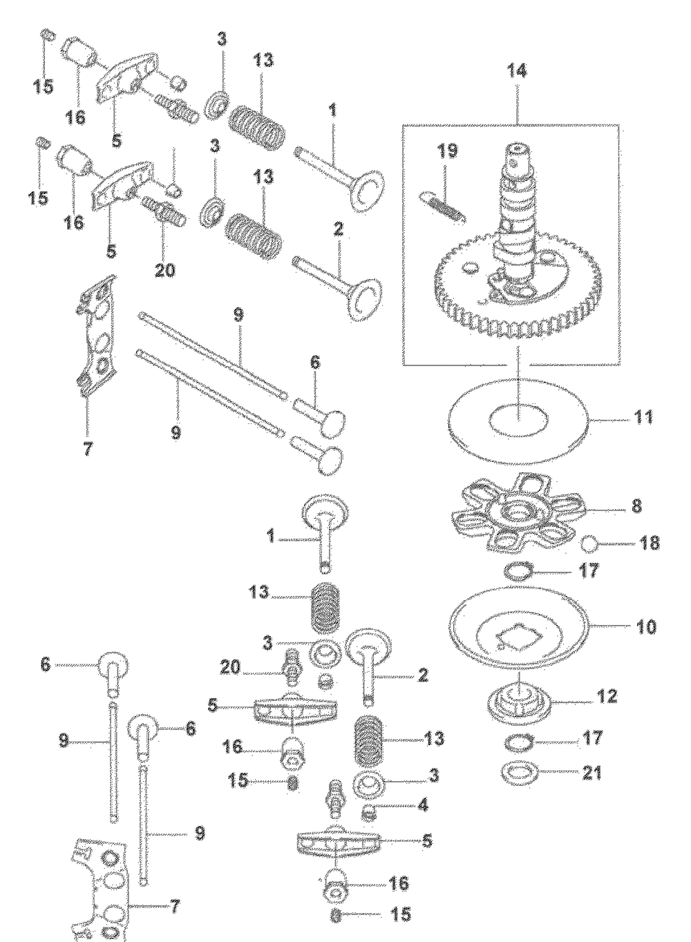 Valve/Camshaft Diagram and Parts List for Z-FORCE15 53AA5D2L100 Cub Cadet Lawn Tractor